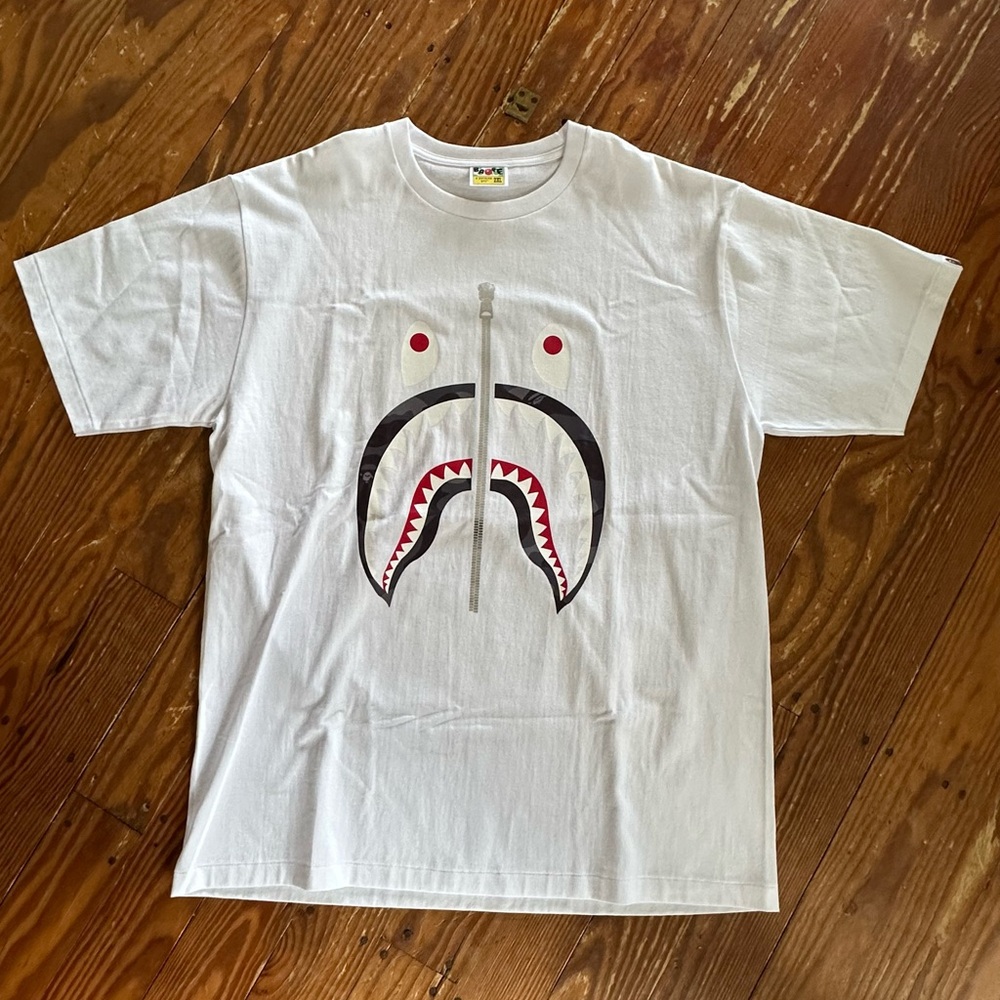 Bape Red White Shark Head Zipper T Shirt Sz XXL Japan